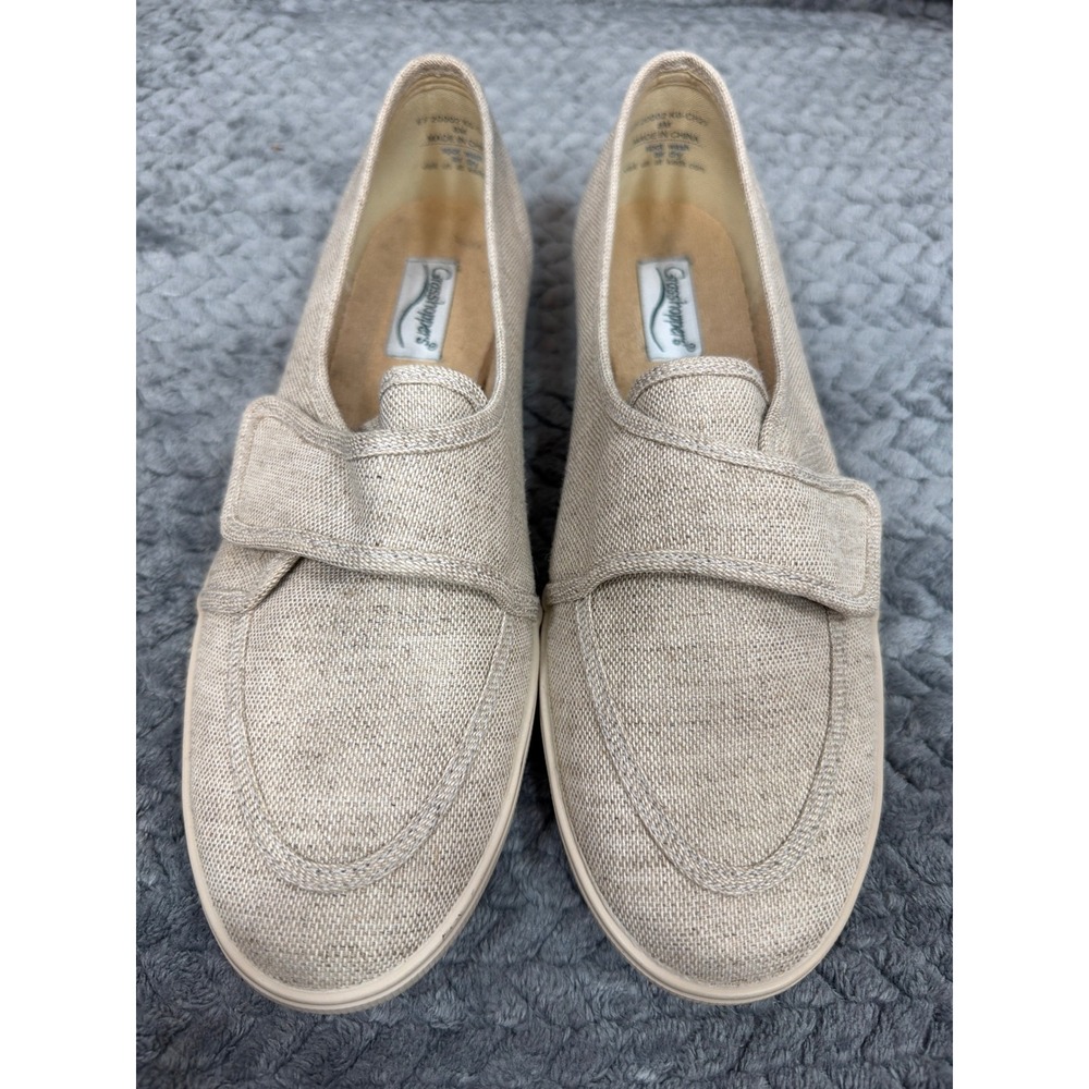 Grasshoppers Windham Beige Textile Hook Loop Slip On Sneakers 8M EF20002